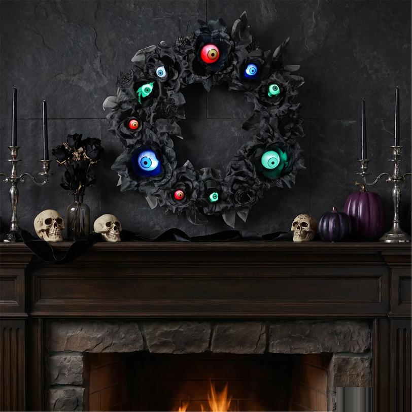 Wreath 15 Inch Lu Eyeball Black