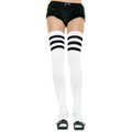 White Ribbed Thigh Highs With Black 3 Stripe