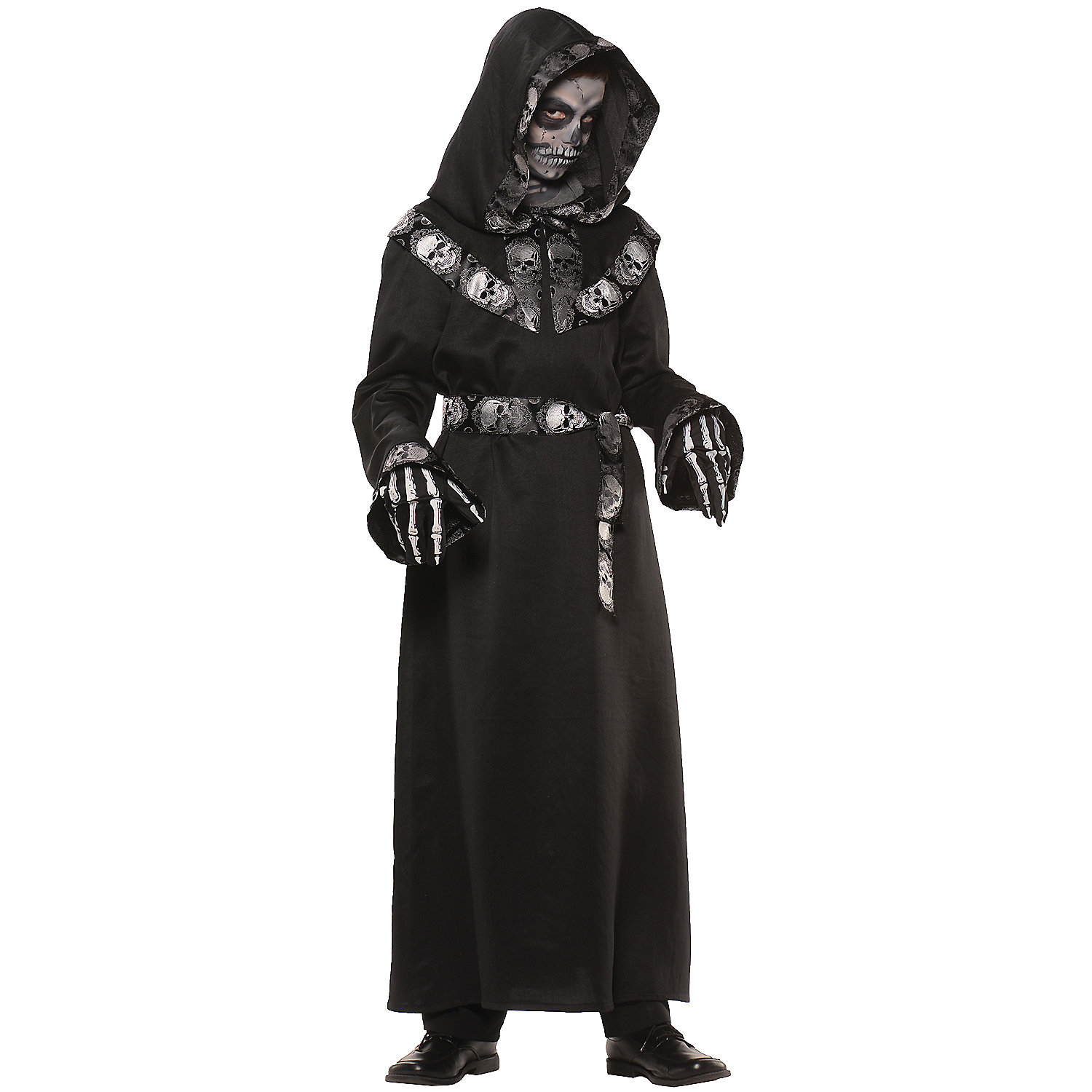 Boy's Skull Master Hooded Robe Costume
