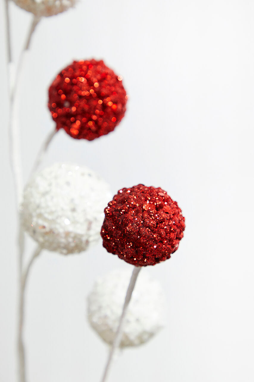 30” White & Red Ball Stem