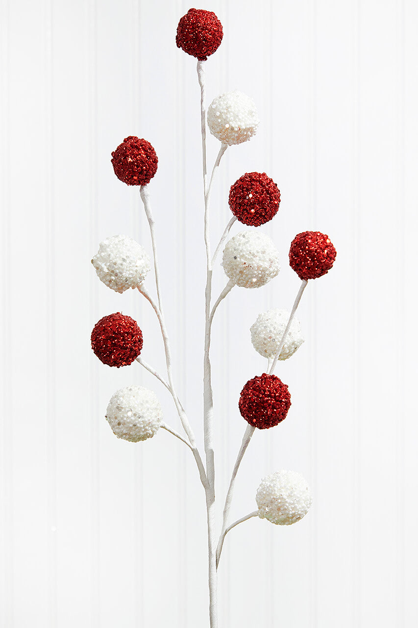 30” White & Red Ball Stem