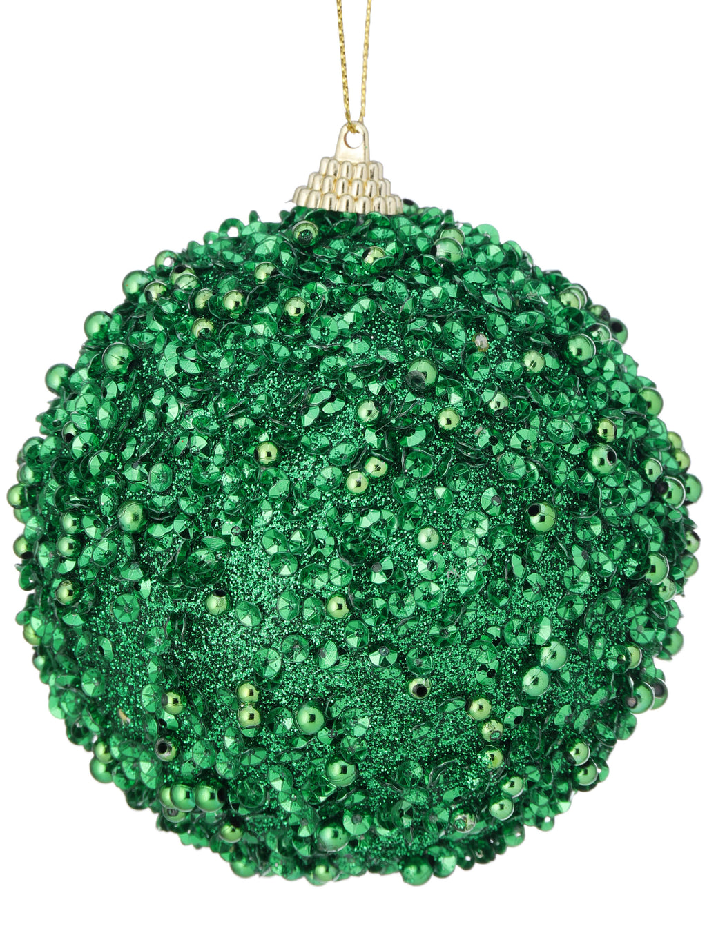 3.5" Glitter Ball Ornament - Green