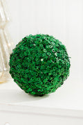 4.5" Green Glamour Sequin Ball Ornament