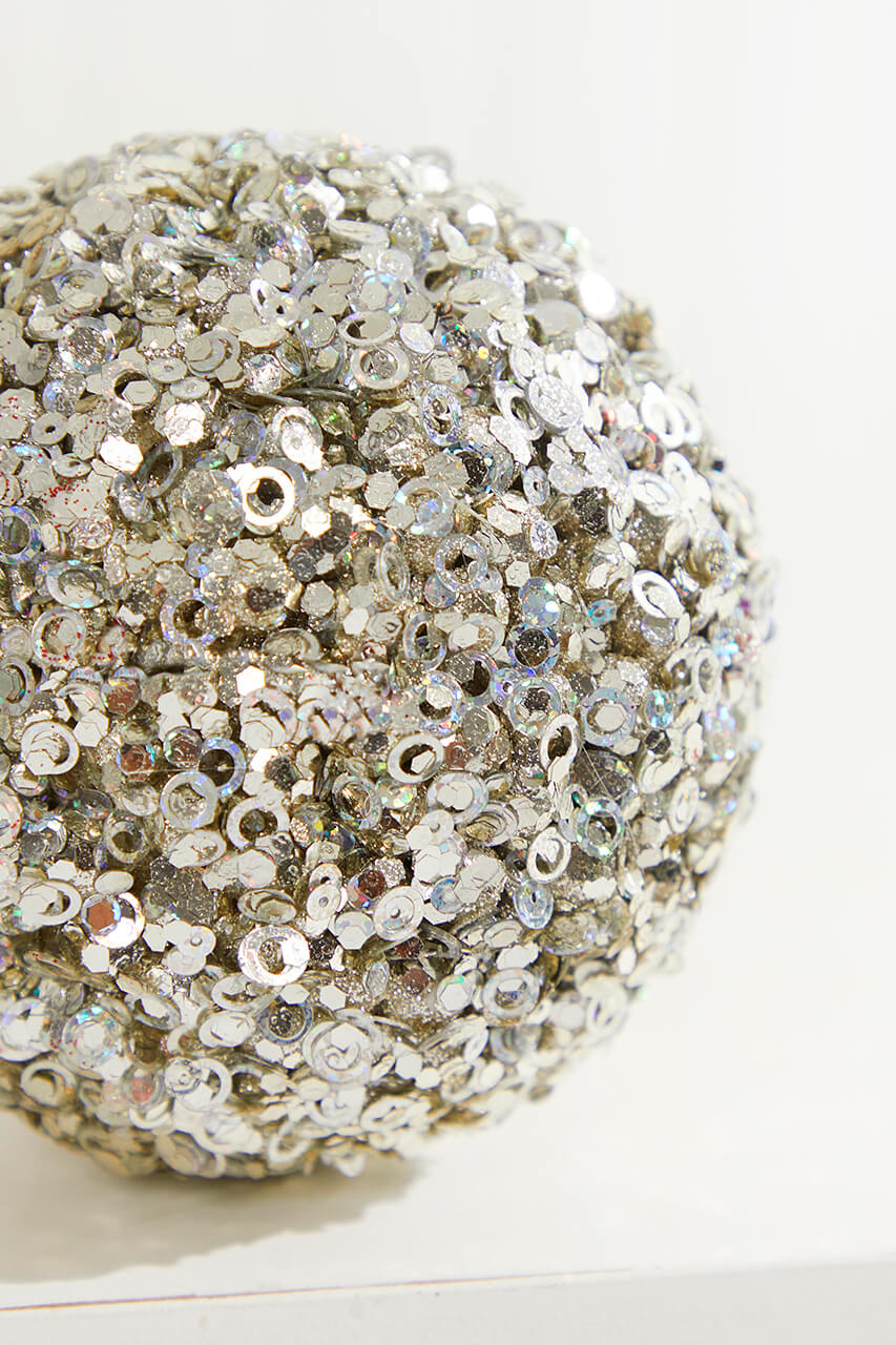 4.5" Platinum Glamour Sequin Ball Ornament