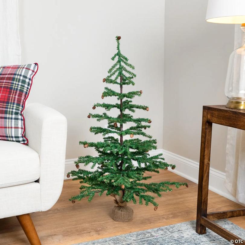 Medium Artificial Christmas Tree with Mini Pine Cones in Burlap Base - 3' - Unlit