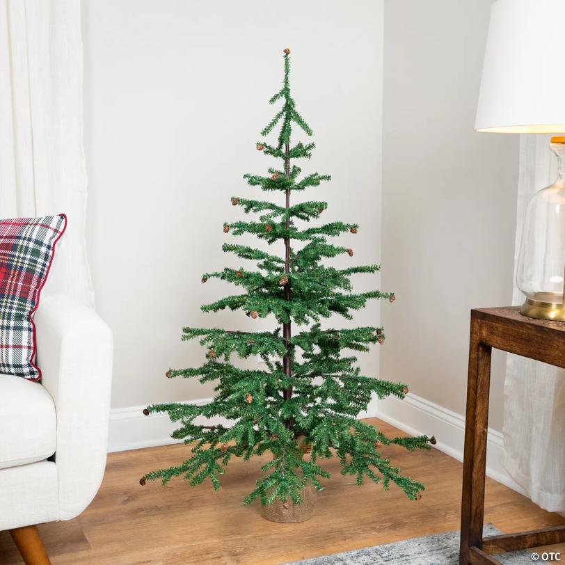 Medium Artificial Christmas Tree with Pine Cones in Burlap Base - 4' - Unlit