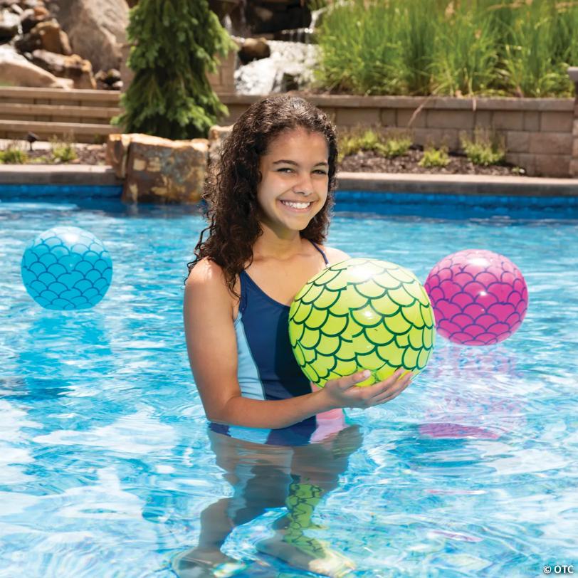 Medium Inflatable 11" Mermaid Scales Vinyl Beach Balls – 12 Pc.