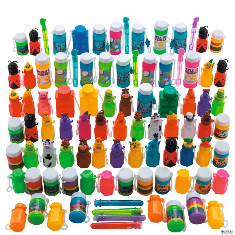 Mega Bulk 108 Pc. Plastic Bubble Bottle Assortment with Wands