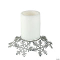 Melrose - 9" Silver Snowflake Glittered and Jeweled Christmas Pillar Candle Holder