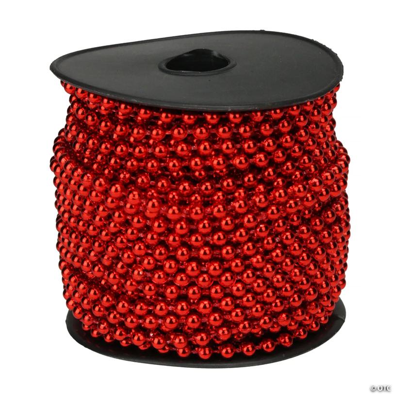 Metallic Beaded Commercial Christmas Garland - 66' Proper .15" - Red - Unlit