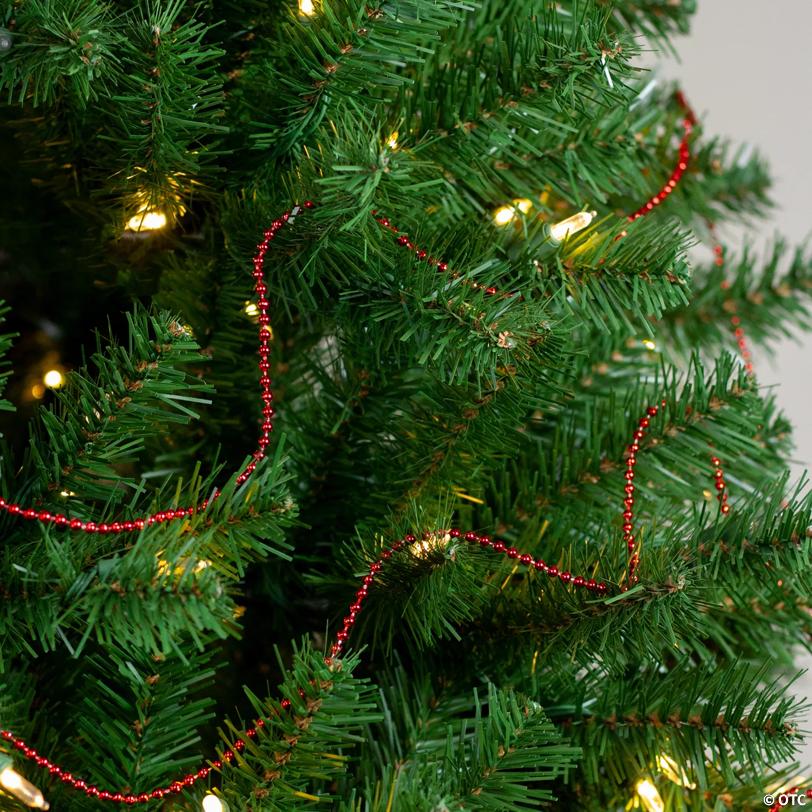 Metallic Beaded Commercial Christmas Garland - 66' Proper .15" - Red - Unlit