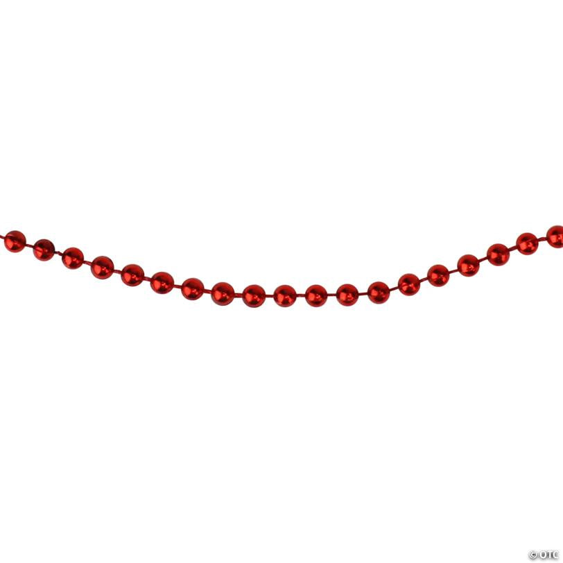 Metallic Beaded Commercial Christmas Garland - 66' Proper .15" - Red - Unlit