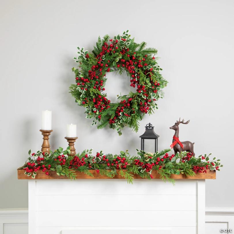 MiPropered Pine  Cedar and Berries Artificial Christmas Wreath - 30" - Unlit