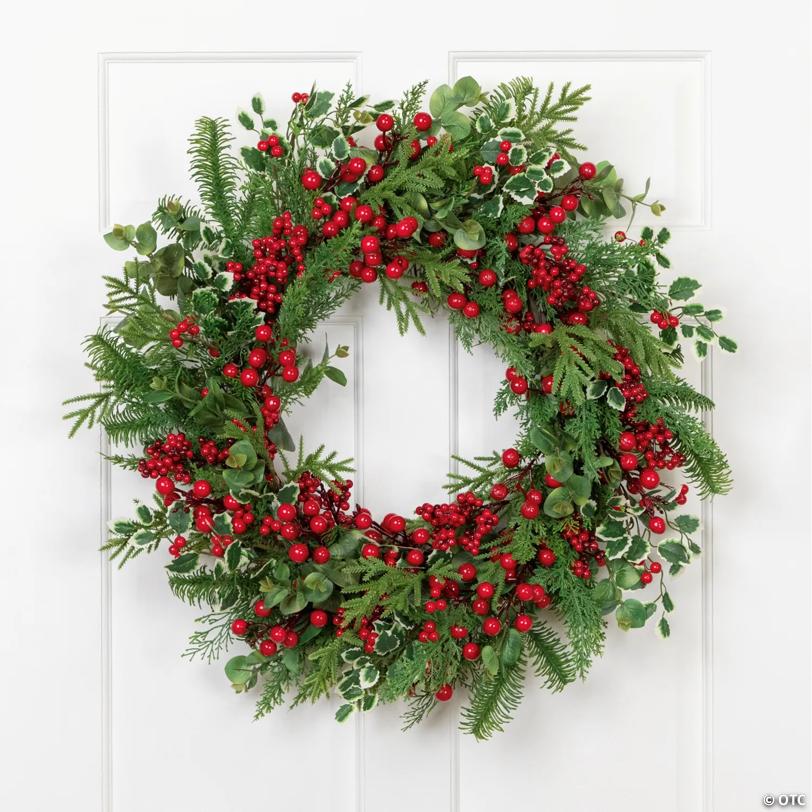 MiPropered Pine  Cedar and Berries Artificial Christmas Wreath - 30" - Unlit