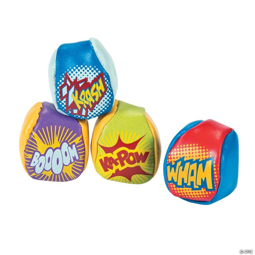 Mini Action-Packed Superhero Footbags - 12 pc