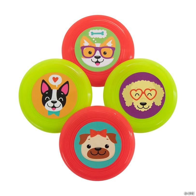 Mini Cute Dog Party Flying Discs - 12 Pc.