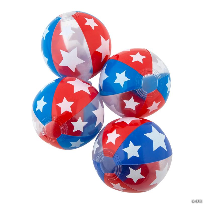 Mini Inflatable 5" Red White Blue Beach Balls - 12 Pc.