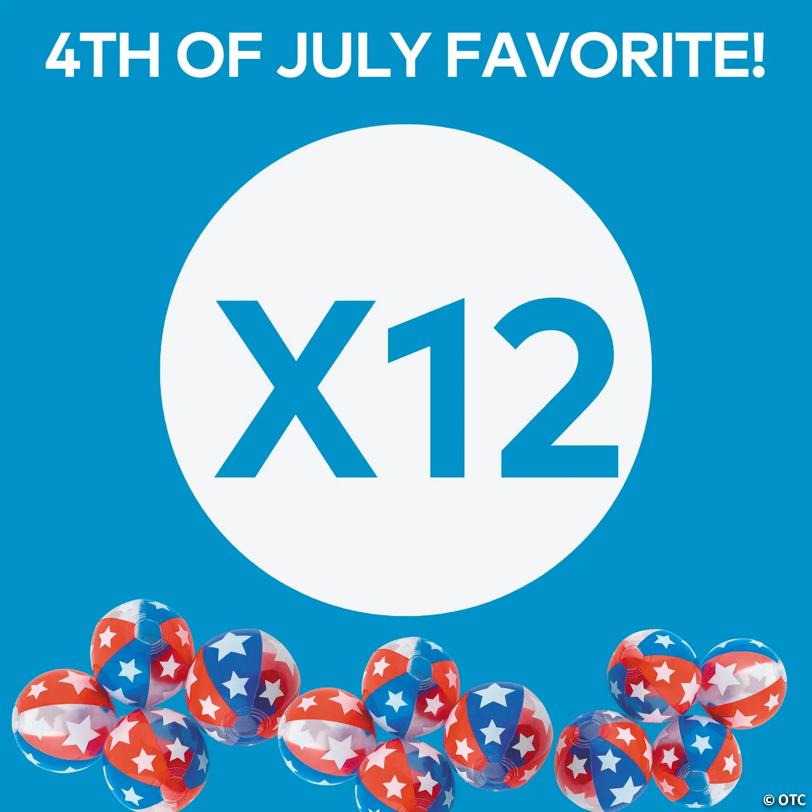 Mini Inflatable 5" Red White Blue Beach Balls - 12 Pc.