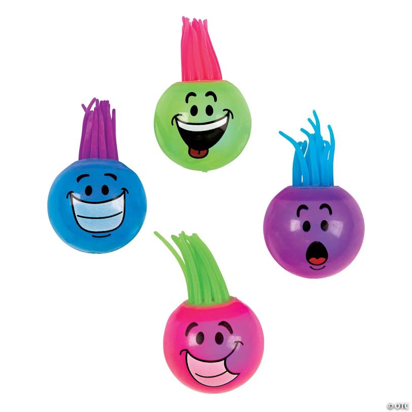 Mini Light-Up Funny Face Bouncy Ball Assortment - 12 Pc.