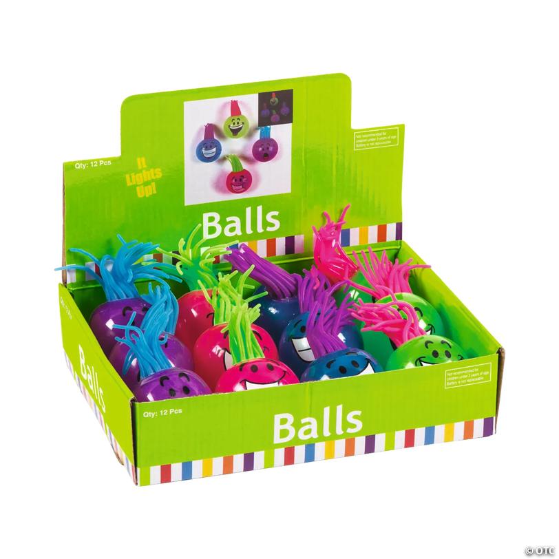 Mini Light-Up Funny Face Bouncy Ball Assortment - 12 Pc.