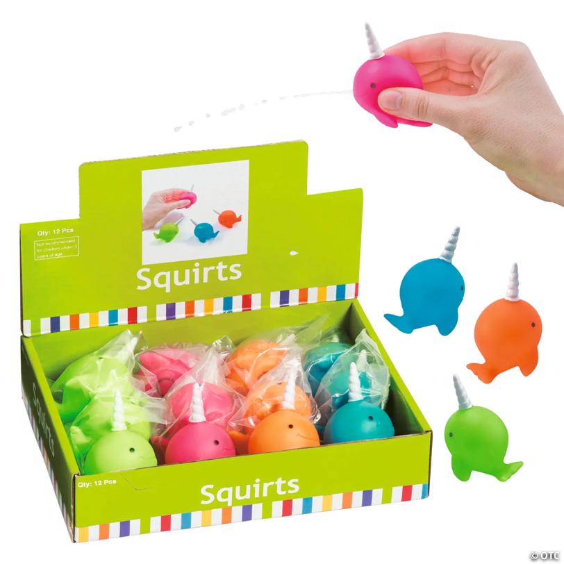 Mini Neon Narwhal Squirt Toys - 12 Pc.