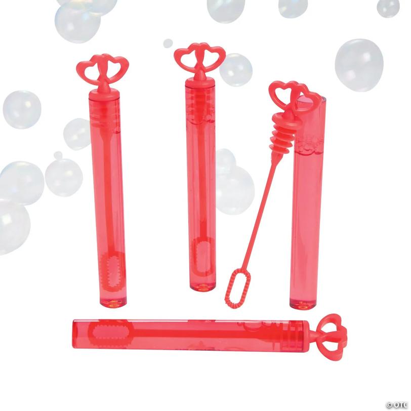 Mini Red Heart Bubble Tubes - 24 Pc.