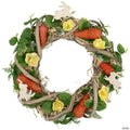 Mixed Floral and Carrots Artificial Easter Wreath - 11.5