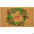 Natural Coir "Joy" Wreath Christmas Doormat 18" x 30