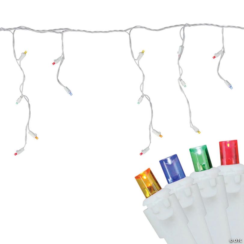 Northlight 100-Count Multi Color LED Wide Angle Christmas Icicle Lights - 5.5ft White Wire