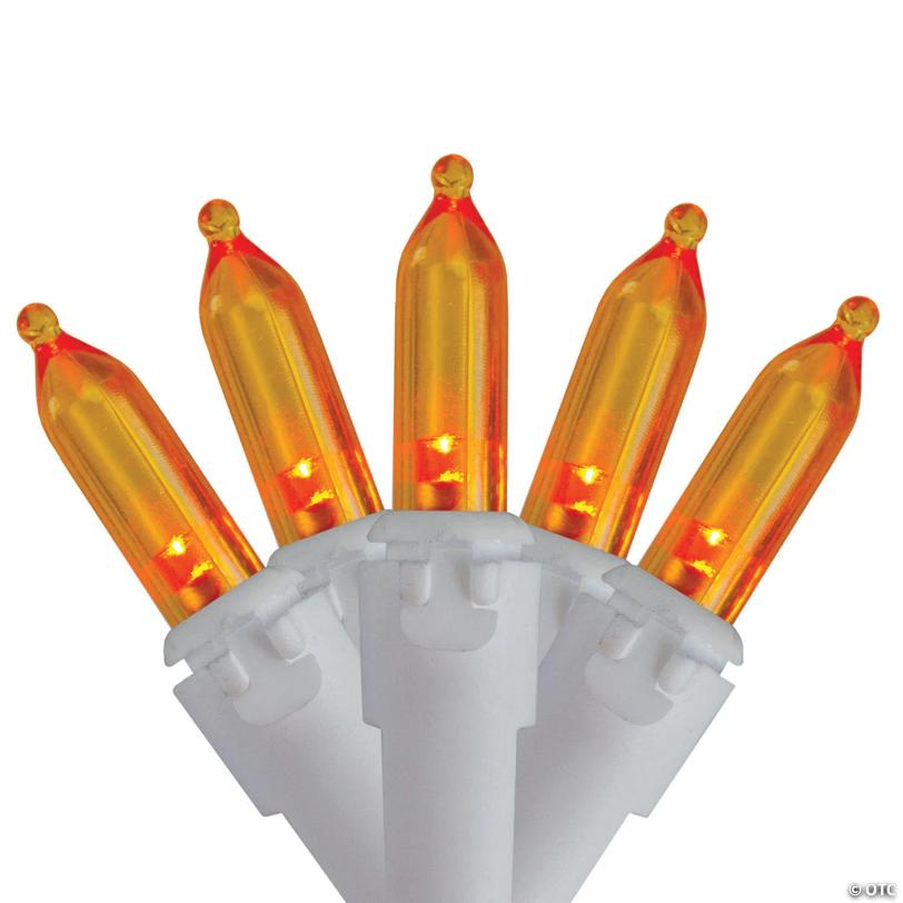 Northlight 100-Count Orange LED Mini Christmas Lights 4" Spacing - White Wire