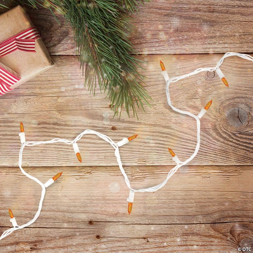 Northlight 100-Count Orange LED Mini Christmas Lights 4" Spacing - White Wire