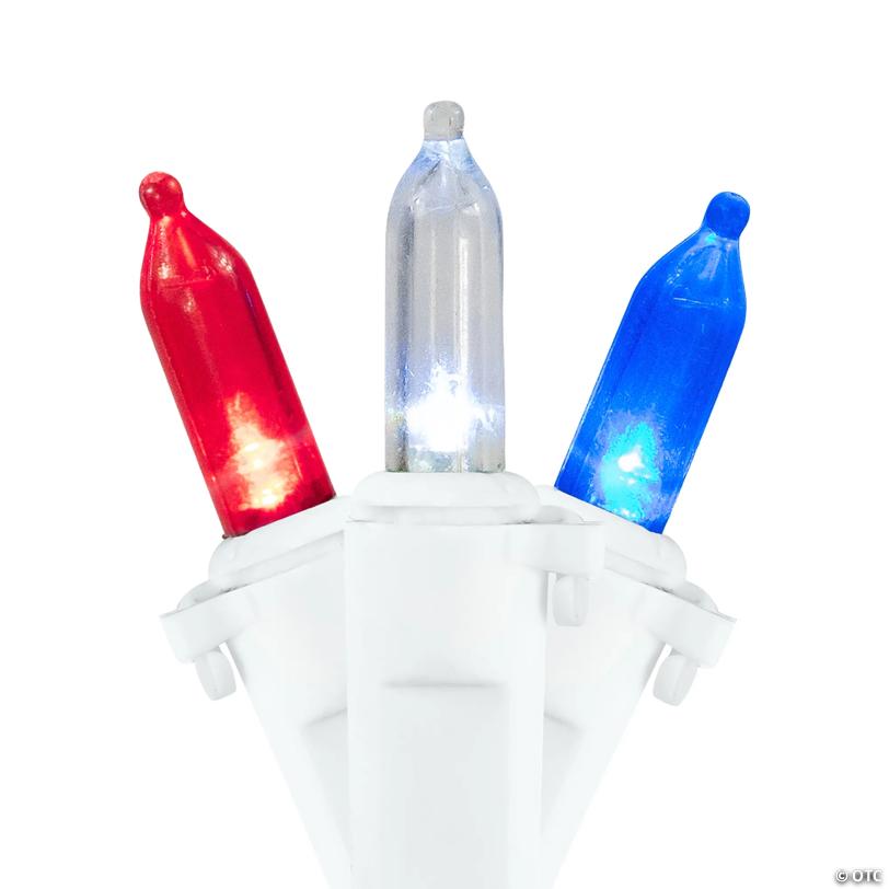 Northlight 100-Count Red  White and Blue LED Mini Fourth of July Light - 32.75 ft White Wire