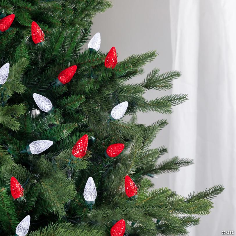 Northlight 100-Count Red and Pure White Faceted LED C9 Christmas Lights - 66 ft Green Wire