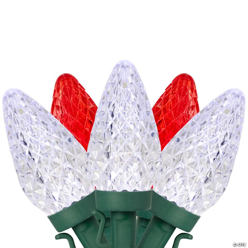 Northlight 100-Count Red and Pure White Faceted LED C9 Christmas Lights - 66 ft Green Wire