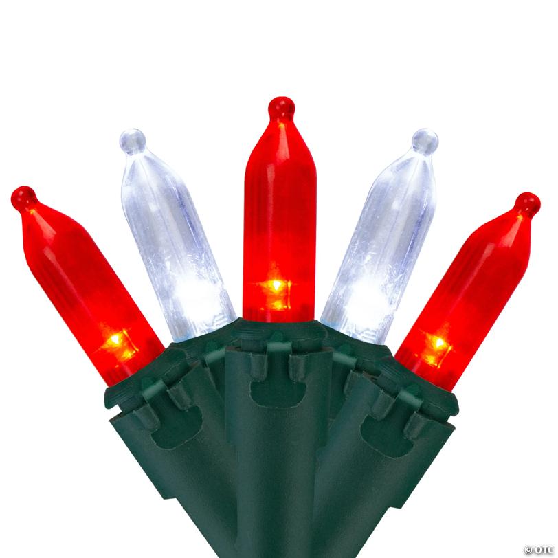 Northlight 100-Count Red and White LED Mini Christmas Lights Set  33 ft Green Wire