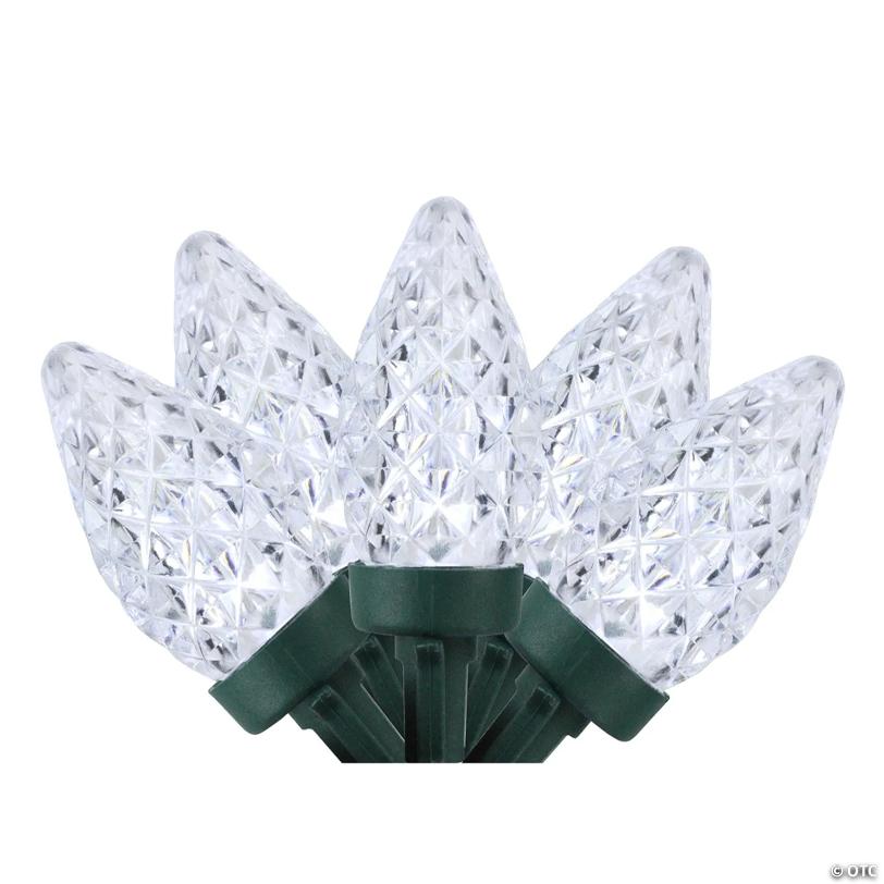Northlight 100ct Pure White LED Faceted C7 Christmas Lights  66ft Green Wire