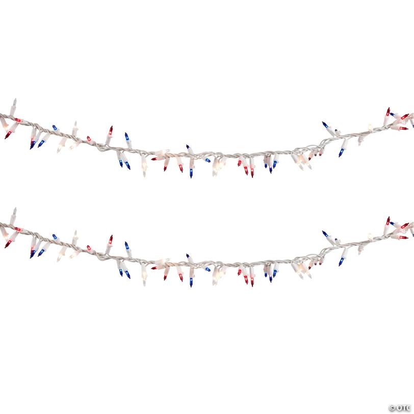 Northlight 105-Count Red  Clear and Blue Patriotic Mini Light Garland  5.6' White Wire