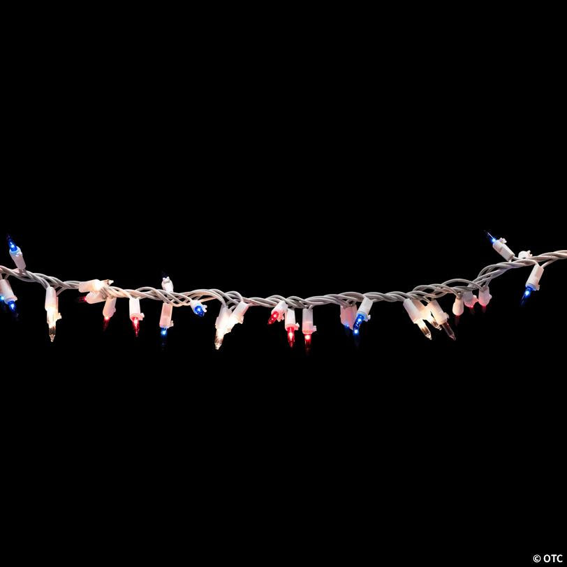 Northlight 105-Count Red  Clear and Blue Patriotic Mini Light Garland  5.6' White Wire