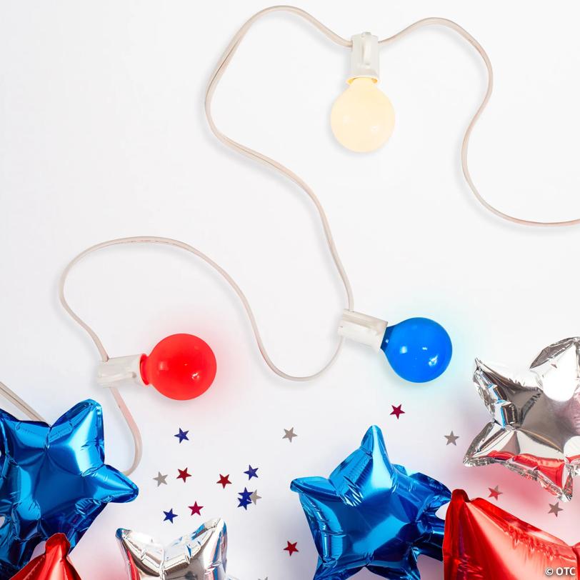 Northlight 10-Count Red  White and Blue G40 Globe Christmas Light Set  9ft White Wire