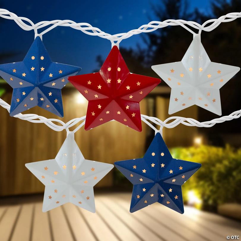Northlight 10-Count Red and Blue Fourth of July Star String Light Set  7.25ft White Wire