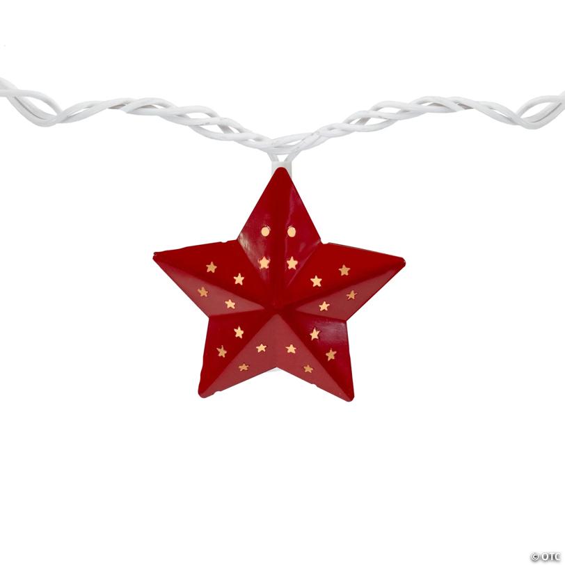 Northlight 10-Count Red and Blue Fourth of July Star String Light Set  7.25ft White Wire