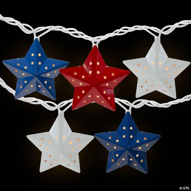 Northlight 10-Count Red and Blue Fourth of July Star String Light Set  7.25ft White Wire