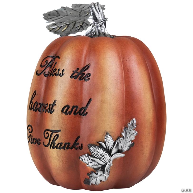 Northlight 10" Bless the Harvest and Give Thanks Thanksgiving Table Top Pumpkin