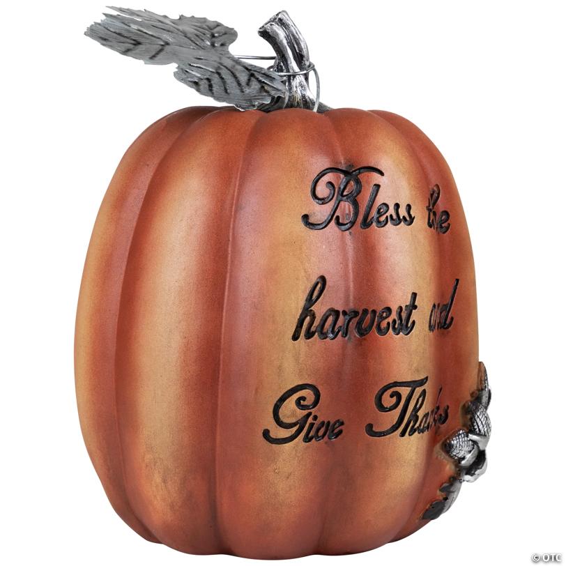 Northlight 10" Bless the Harvest and Give Thanks Thanksgiving Table Top Pumpkin