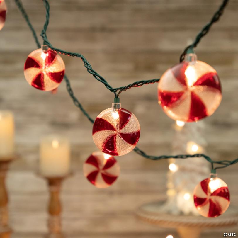 Northlight 10 Count Peppermint Candy Christmas Light Set  6ft Green Wire