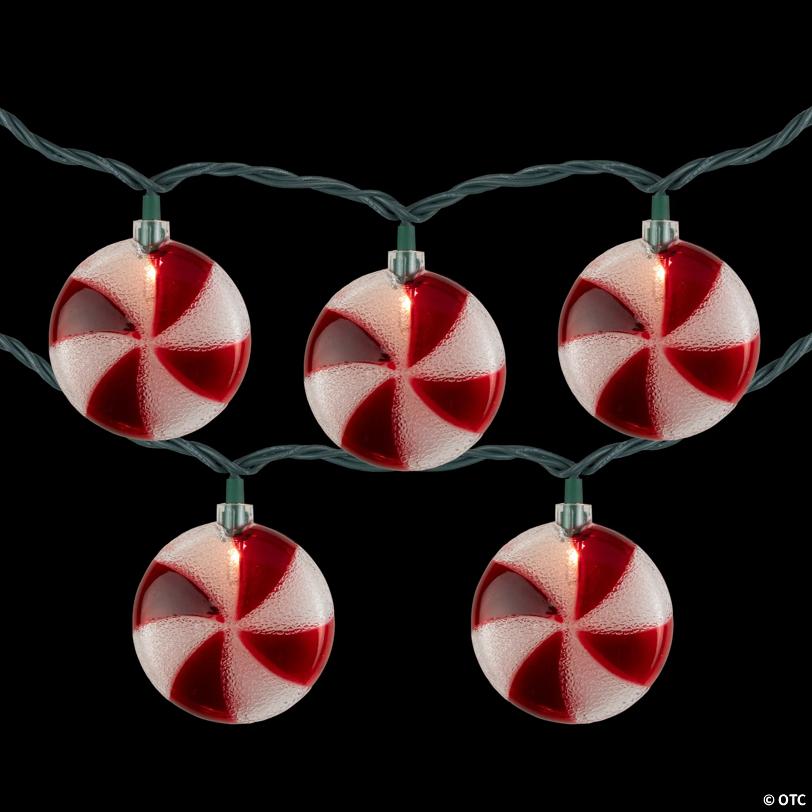 Northlight 10 Count Peppermint Candy Christmas Light Set  6ft Green Wire