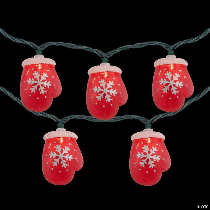 Northlight 10 Count Red Snowflake Mitten Christmas Light Set  7.5ft Green Wire