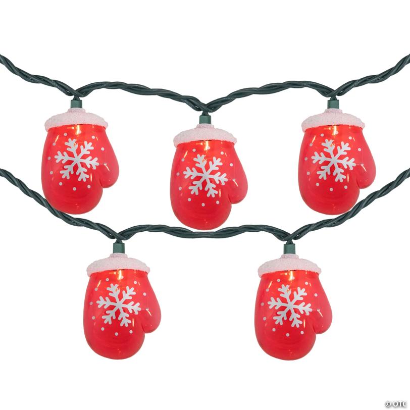 Northlight 10 Count Red Snowflake Mitten Christmas Light Set  7.5ft Green Wire