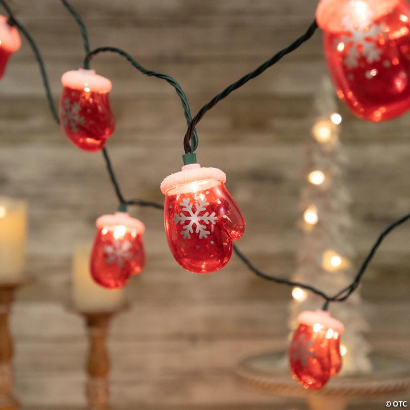 Northlight 10 Count Red Snowflake Mitten Christmas Light Set  7.5ft Green Wire