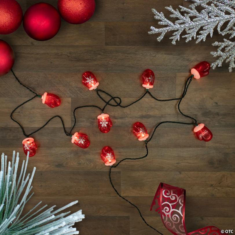 Northlight 10 Count Red Snowflake Mitten Christmas Light Set  7.5ft Green Wire